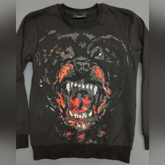 Givenchy Black Rottweiler Crew Neck Pullover Sweatshirt Size Medium - Picture 11 of 15